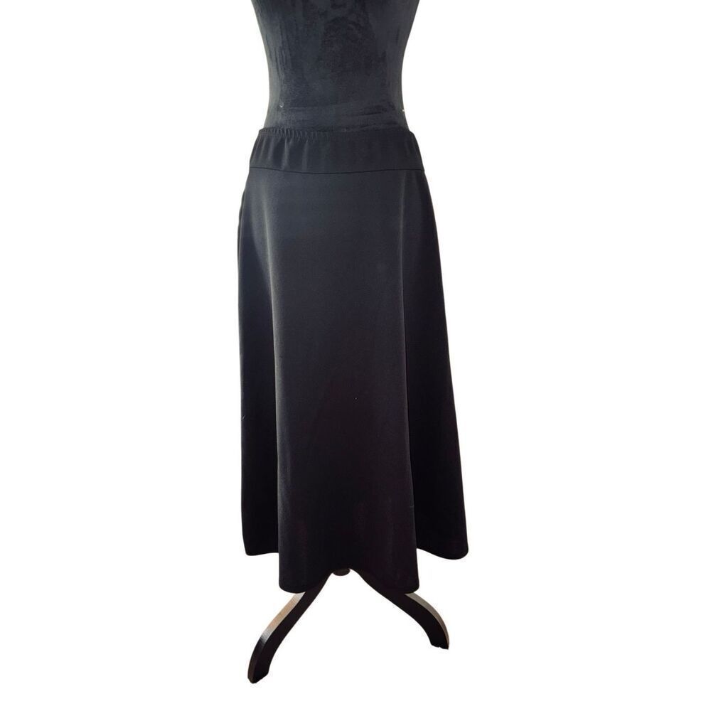 Double Take Black A-Line Midi Skirt XL Pull On Stretch Work Career